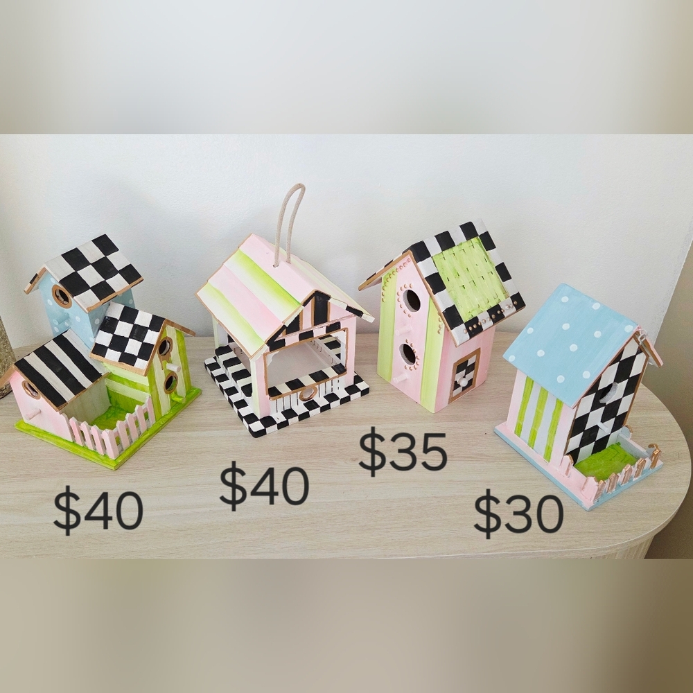SOLD!!New! Hand- Painted, Checked,Colorful Birdhouse!
